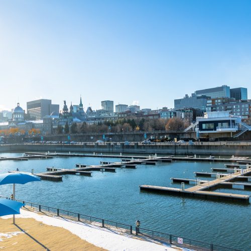 Old Port and city skyline - Montreal, Quebec, Canada